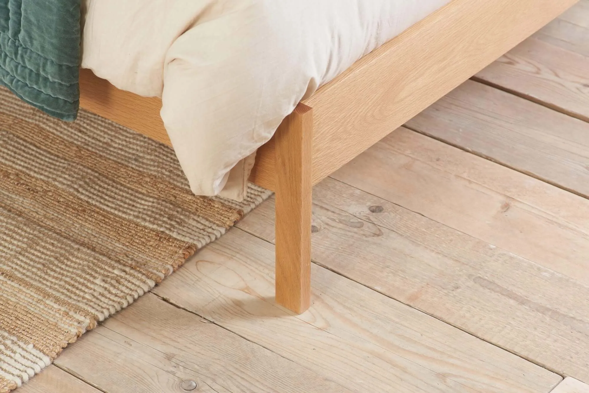 Double Rattan Bed - Margot Oak Wood Bed Frame